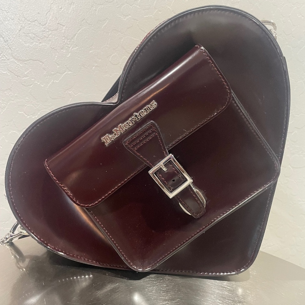 Dr. Martens Burgundy Vegan Heart Shaped Backpack/Crossbody